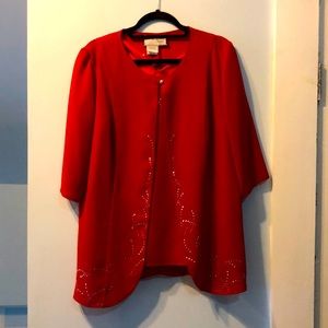 Red 2 piece evening wear blouse and tank 14